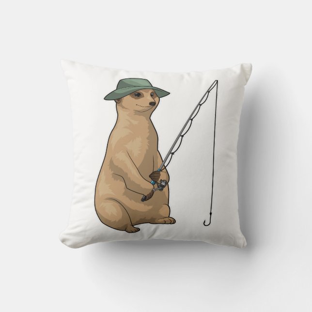 Meerkat Fishing Fisher Fishing rod Cushion (Front)