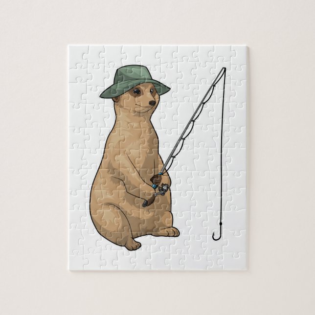 Meerkat Fishing Fisher Fishing rod Jigsaw Puzzle (Vertical)