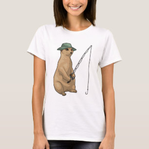 Meerkat Fishing Fisher Fishing rod T-Shirt