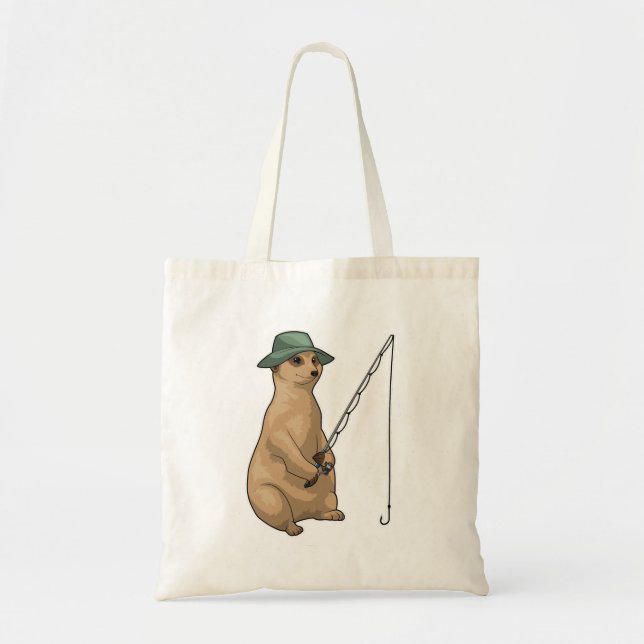 Meerkat Fishing Fisher Fishing rod Tote Bag (Front)