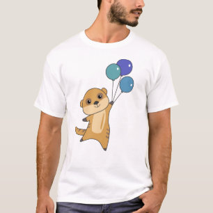 Meerkat Flies With Balloons Cute Animals For Baby T-Shirt