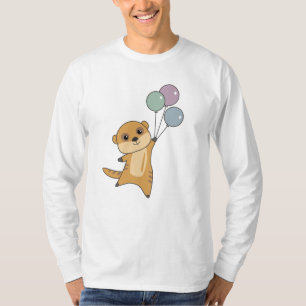 Meerkat Flies With Balloons Cute Animals For Baby T-Shirt
