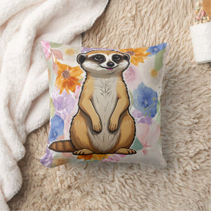 Meerkat Floral background Cushion