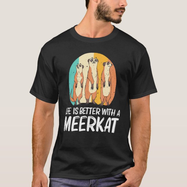 Meerkat For Men Women Retro Wildlife Zoo Animal   T-Shirt (Front)