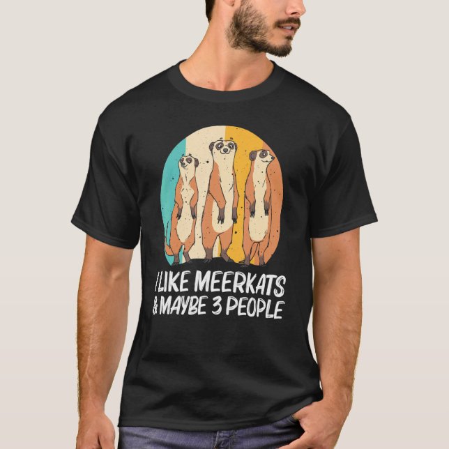 Meerkat For Men Women Retro Wildlife Zoo Animal T-Shirt (Front)