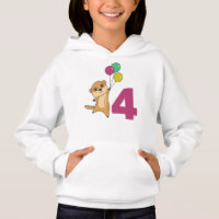 Meerkat Fourth Birthday Balloons Kids Hoodie