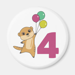 Meerkat Fourth Birthday Balloons Kids Magnet