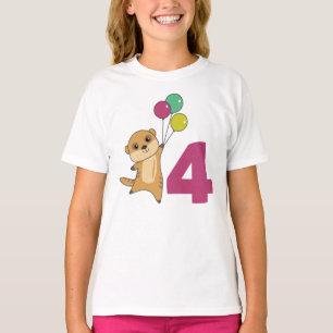Meerkat Fourth Birthday Balloons Kids T-Shirt