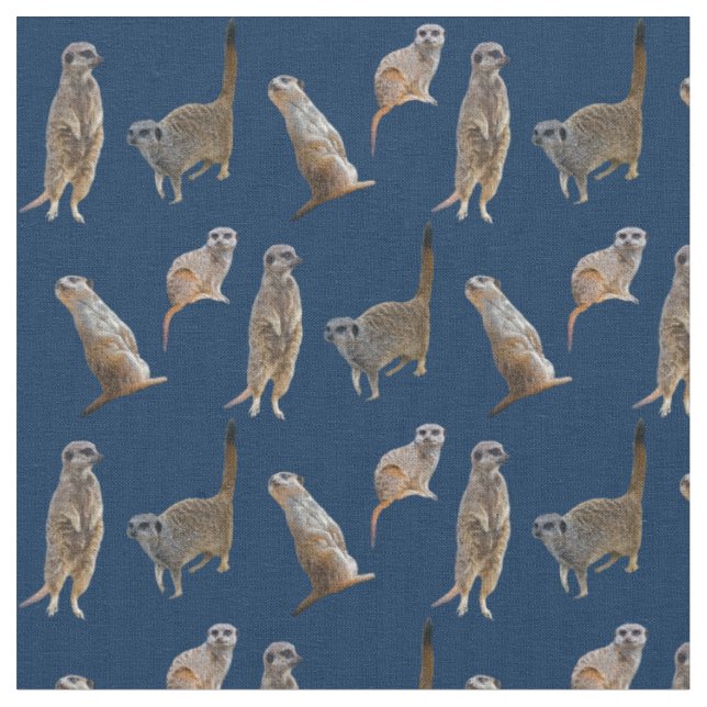 Meerkat Frenzy Fabric (Navy) (Close Up)