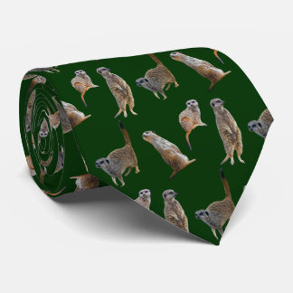 Meerkat Frenzy Tie Double Sided Print (Dark Green)