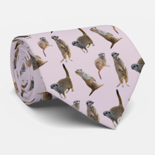 Meerkat Frenzy Tie Double Sided Print (Dusty Pink)