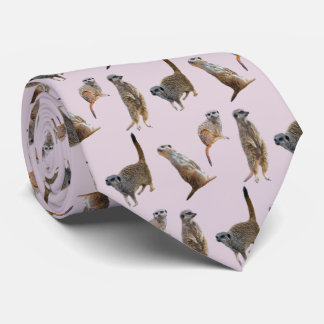 Meerkat Frenzy Tie Double Sided Print (Dusty Pink)
