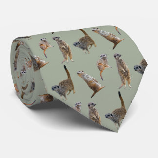 Meerkat Frenzy Tie Double Sided Print (khaki)