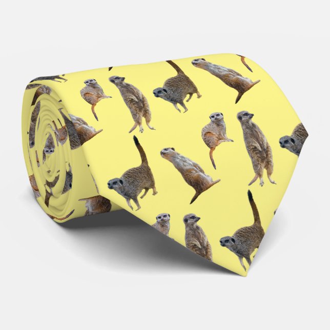 Meerkat Frenzy Tie Double Sided Print (Yellow) (Rolled)
