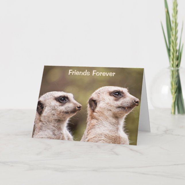 Meerkat Friends Forever Personalised Greeting Card (Front)
