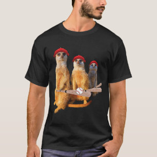 Meerkat Gang Family with Baseball Bat Cap Cappy Fu T-Shirt