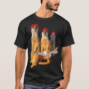 Meerkat Gang Family with Baseball Bat Cap Cappy Fu T-Shirt