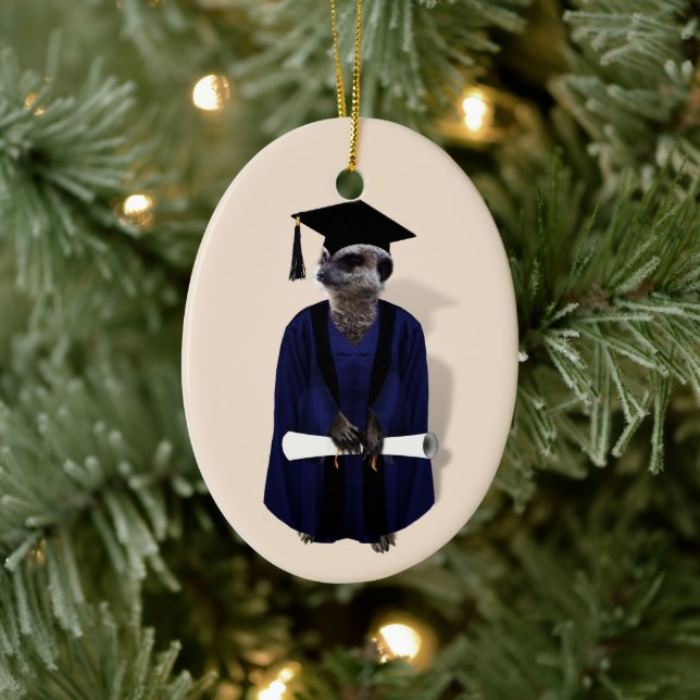 Meerkat Grad Graduation Ceramic Tree Decoration (Tree)