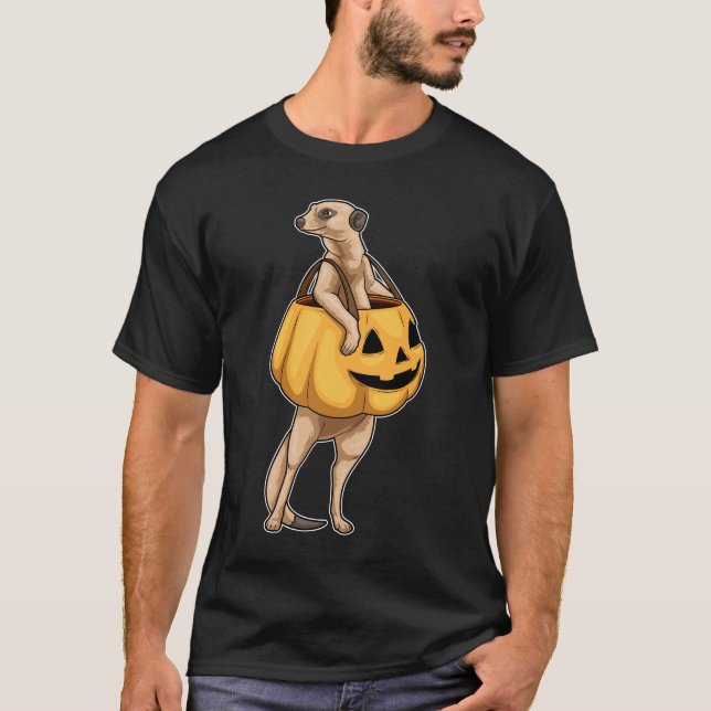 Meerkat Halloween Jack O Lantern T-Shirt (Front)