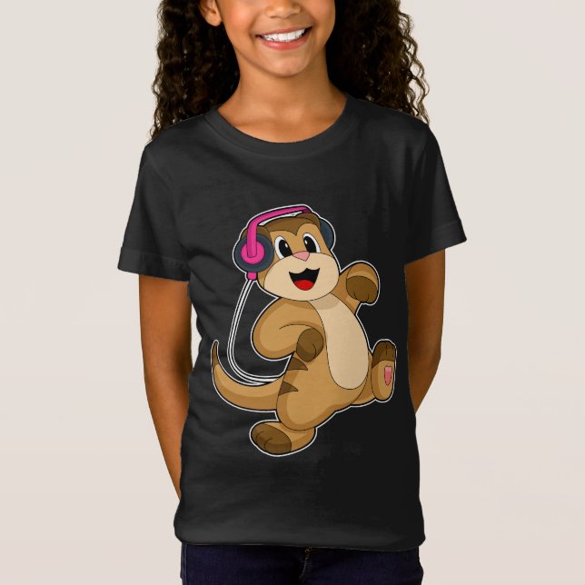 Meerkat Headphone Music T-Shirt (Front)