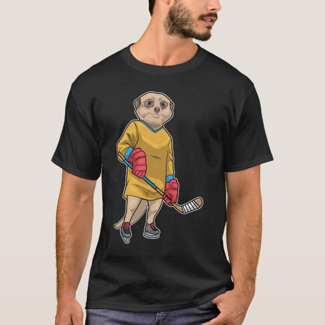 Meerkat Ice hockey Ice hockey stick Sports T-Shirt (Front)