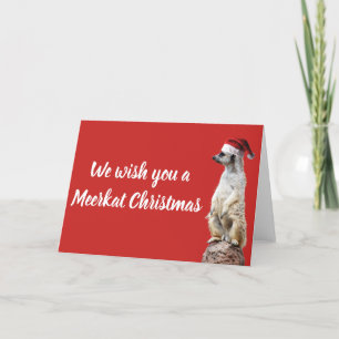 Meerkat in a Santa Claus Hat Holiday Card