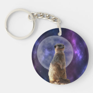 Meerkat In Front Of Full Moon, Key Ring