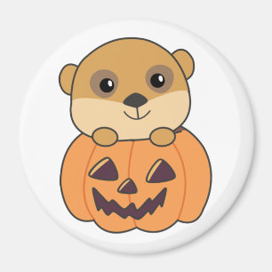 Meerkat In Pumpkin Cute Animals Happy Halloween Magnet