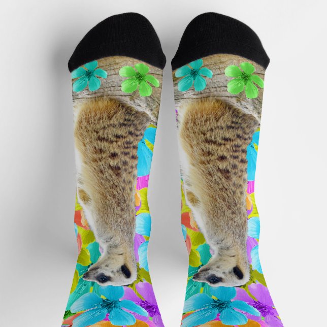 Meerkat In The Blossoms, Crew Socks (Top)