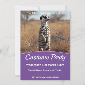 Meerkat In Zebra Disguise Costume Party Invitation