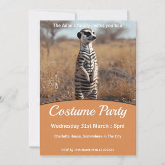 Meerkat In Zebra Disguise Costume Party Invitation
