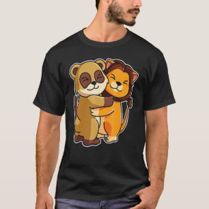 Meerkat & Lion Hug Cute Zoo Animals For Women Cudd T-Shirt