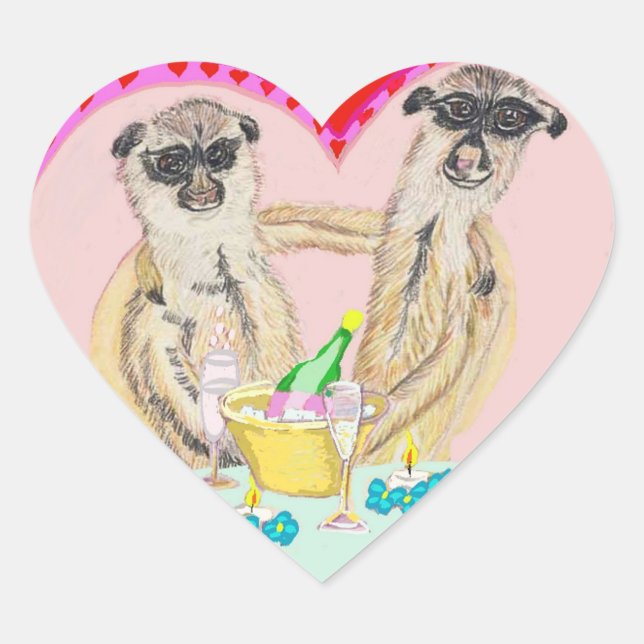 Meerkat Love Heart Sticker (Front)