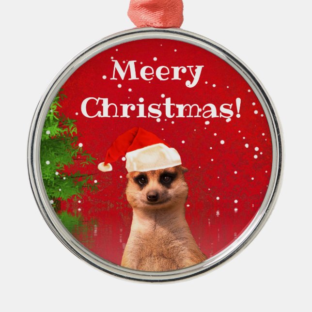 Meerkat Meery Christmas Funny Christmas Ornament (Front)