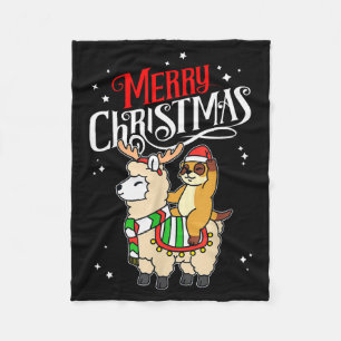 Meerkat Merry Christmas Reindeer Llama Riding Meer Fleece Blanket