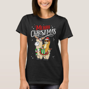 Meerkat Merry Christmas Reindeer Llama Riding Meer T-Shirt
