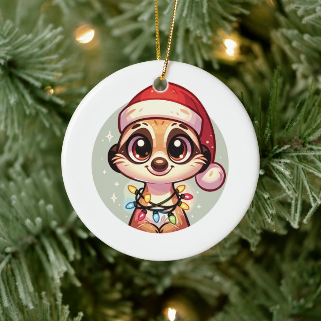 Meerkat Merry Christmas Winter Animals Meerkats Ceramic Tree Decoration (Tree)