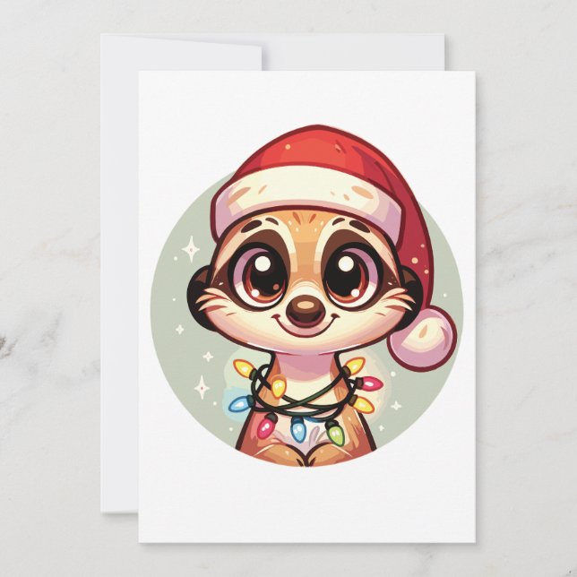 Meerkat Merry Christmas Winter Animals Meerkats Holiday Card (Front)