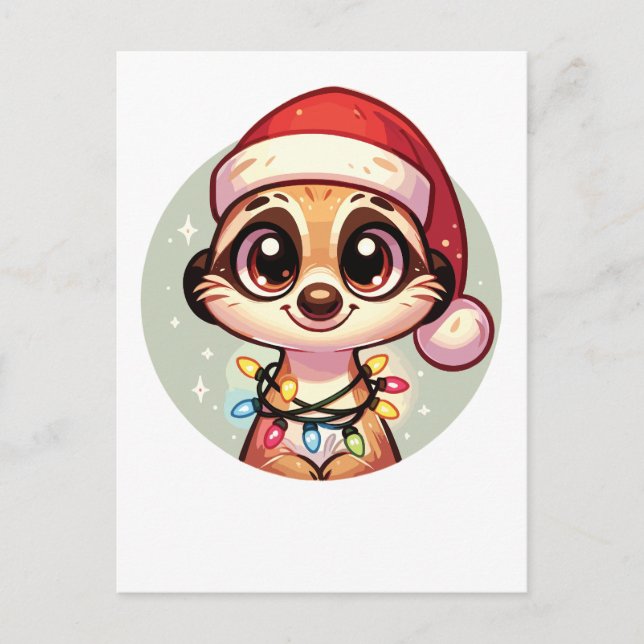 Meerkat Merry Christmas Winter Animals Meerkats Holiday Postcard (Front)