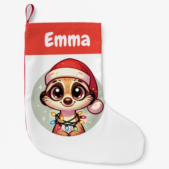 Meerkat Merry Christmas Winter Animals Meerkats Small Christmas Stocking (Front)