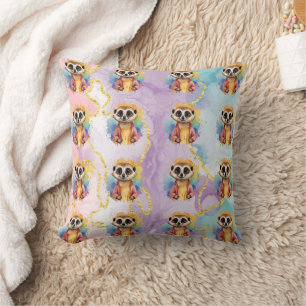 Meerkat Modern Glitter Pastel Pattern Cushion