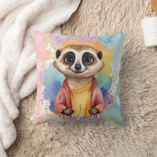 Meerkat Modern Glitter Pastel Print Cushion