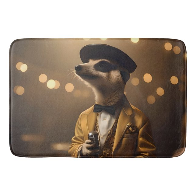 "Meerkat Moonlight: A Crooner’s Serenade" Bath Mat (Front)