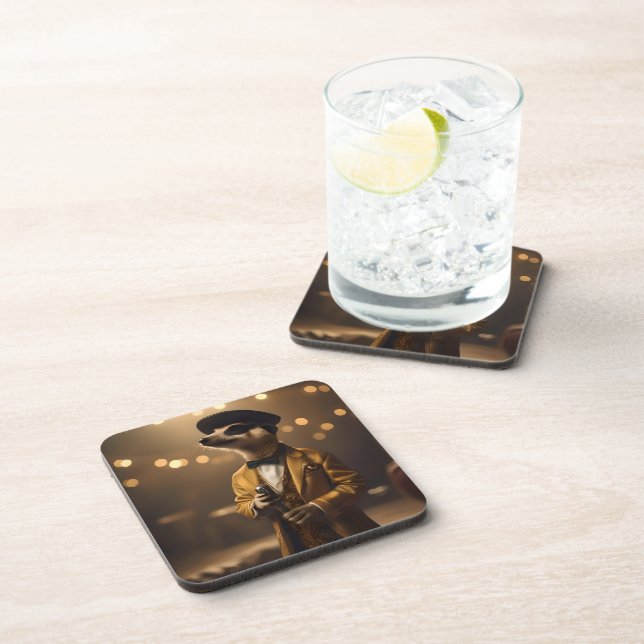 "Meerkat Moonlight: A Crooner’s Serenade" Coaster (Right Side)