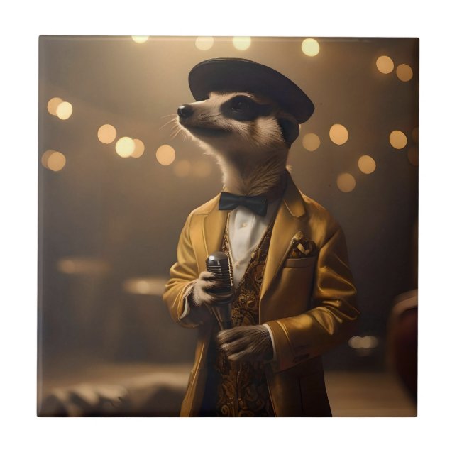 "Meerkat Moonlight: A Crooner’s Serenade" Tile (Front)