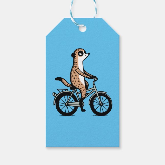 Meerkat on bike gift tags (Front)