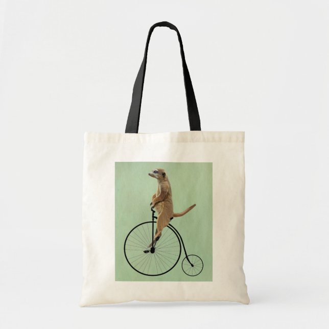 Meerkat on Black Penny Farthing 2 Tote Bag (Front)