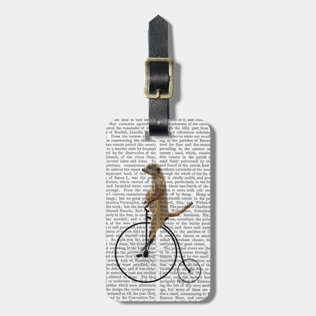 Meerkat on Black Penny Farthing Luggage Tag (Front Vertical)