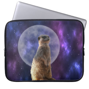 Meerkat On Blue Full Moon Night, Laptop Sleeve
