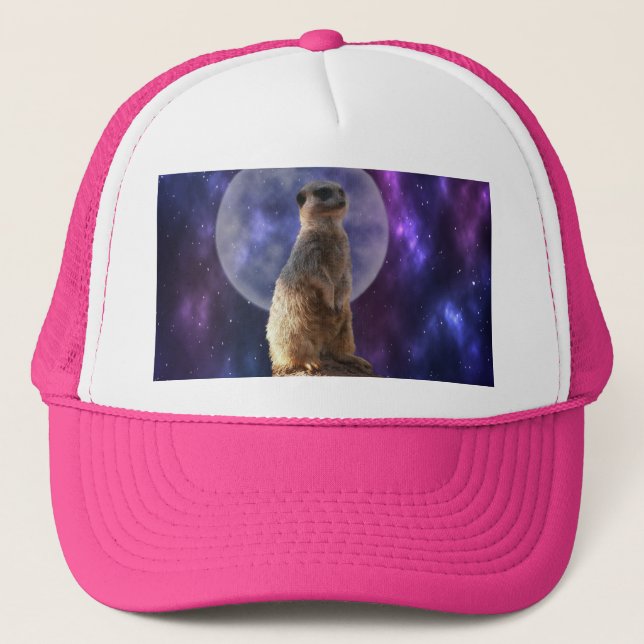 Meerkat On Blue Moonlight Night, Trucker Hat (Front)